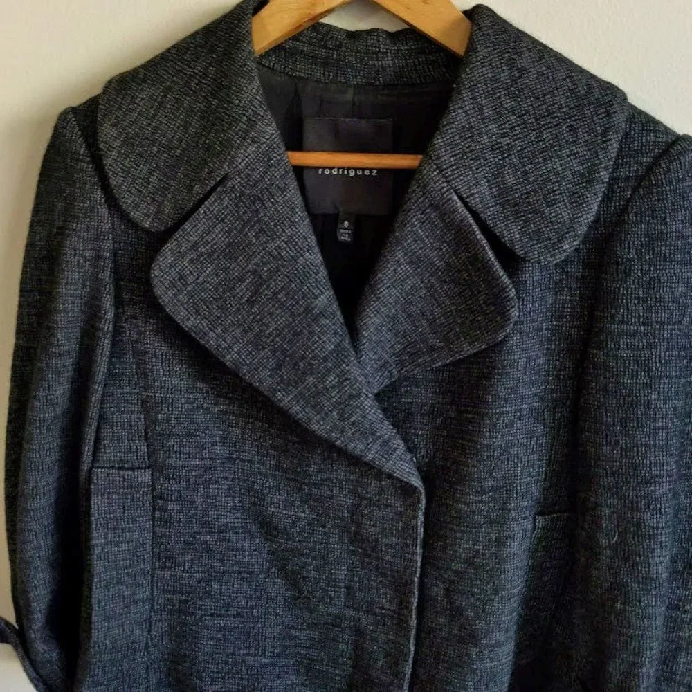 Robert Rodriguez Wool Jacket Gray Business Workwear Plaid Office Size 8